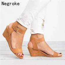 Women Sandals 2019 Platform Sandals Wedges Shoes For Women Heels Sandalias Mujer Summer Shoes Leather Wedge Heel Sandals Size 43 aimeigao summer wedges platform women sandals square thick heel pu leather shoes soft bottom mixed colors shoes for women