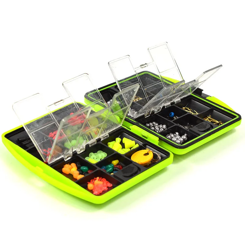 100Pcs-box-Fly-Fishing-Accessories-Box-with-Fishhooks-Float-Lead-Sinker-Swivel-Connector-Beads-Fishing-Tackle (2)