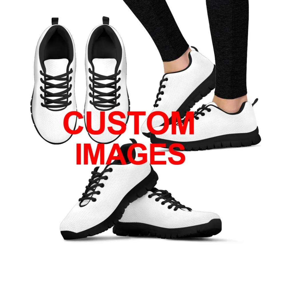 INSTANTARTS женская обувь для бега, уличная спортивная обувь, милые Мультяшные кроссовки на заказ, женские сетчатые прогулочные туфли, черные, белые