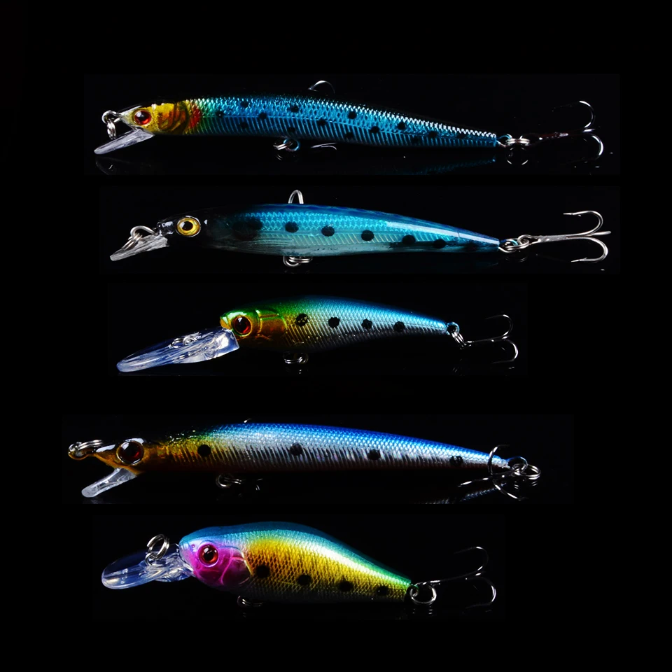 

Mixed 5pcs/lot Fishing Lures 5 Different Model Hard Baits Artificial Lifelike Bass Crankbait Fishing Tackle Wholesale 3D Eyes