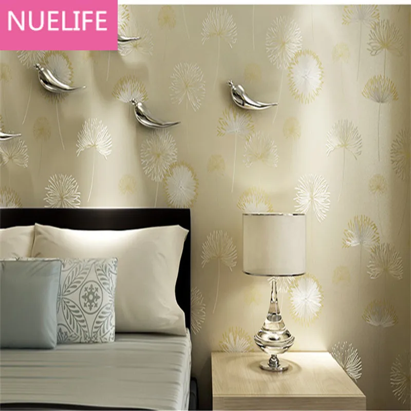 

0.53x10m 3D Dandelion Pattern Non - woven Wallpaper Living Room Bedroom Shop Wedding Room Wallpaper