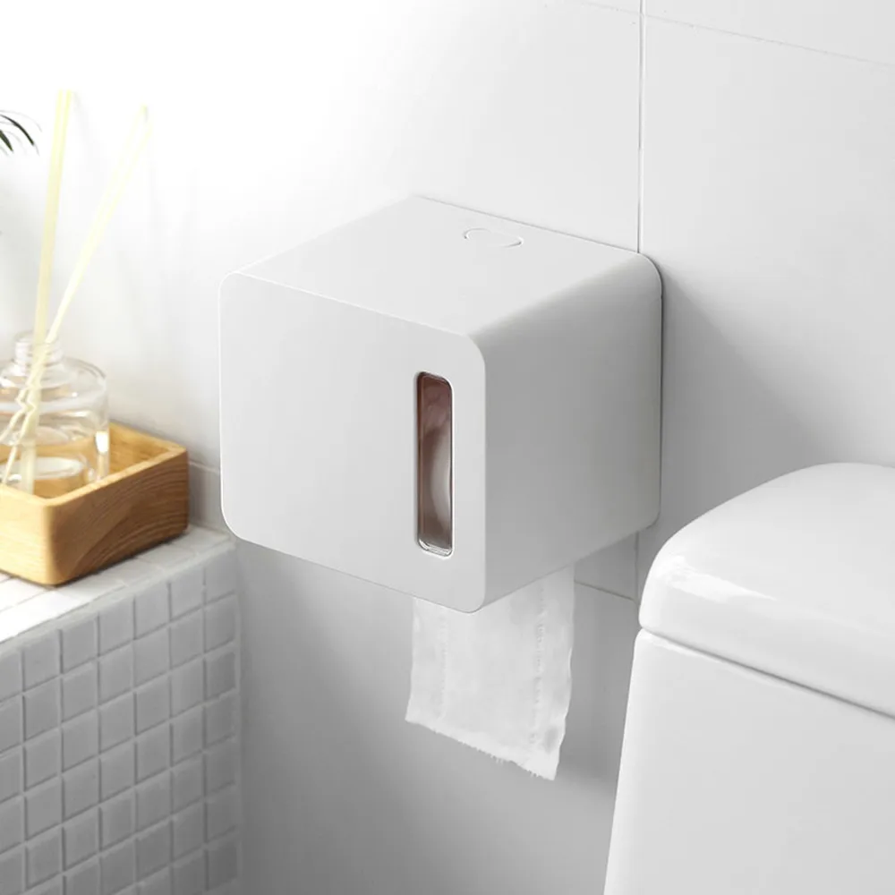 

Simple waterproof punch-free paper towel holder tissue box bathroom wall-mounted bathroom tray LO67543