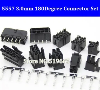 

50Set 5557 Connector 3.0mm 2/4/6/8/10/12/14/16/18/20/22/24P Straight Black PCB Wire Soldered ( Pin Header+Housing+Terminals )