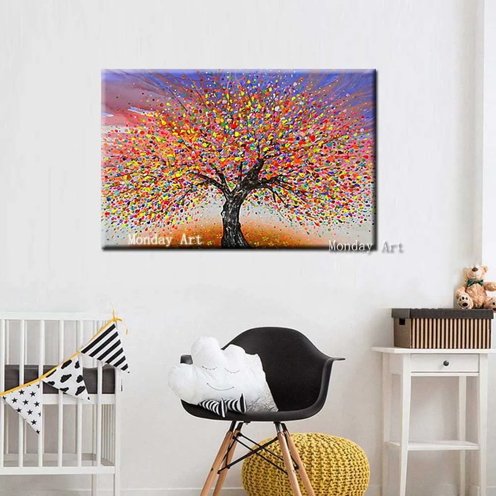 Hand-Painted-Abstract-Tree-Canvas-Oil-Painting-Color-Tree-Canvas-Picture-Art-Painting-Living-Room-Home (2)