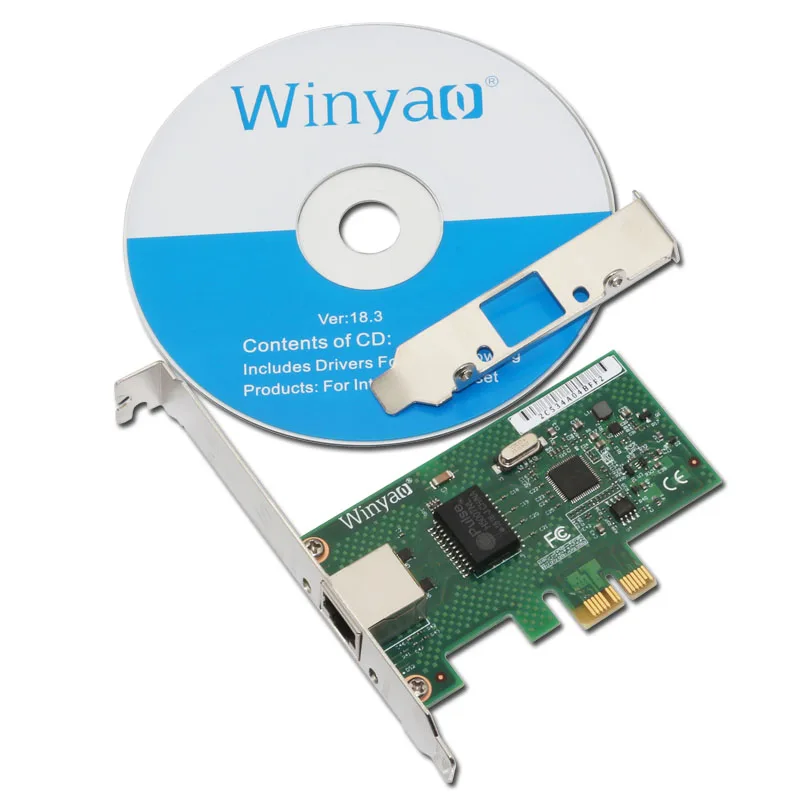 Winyao WYI210T1 PCI-E X1 Gigabit Ethernet сетевой карты(NIC), Медь RJ45 Порты и разъёмы, PCI Express 2,1x1, I210-T1 1000 м I210T1 lan