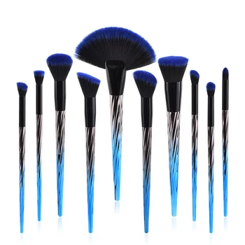 

5/6/10pcs Diamond Makeup Brushes Set Blue Black Gradient Handle Power Foundation Blending Cosmetic Kabuki Brush Kit Make up Tool
