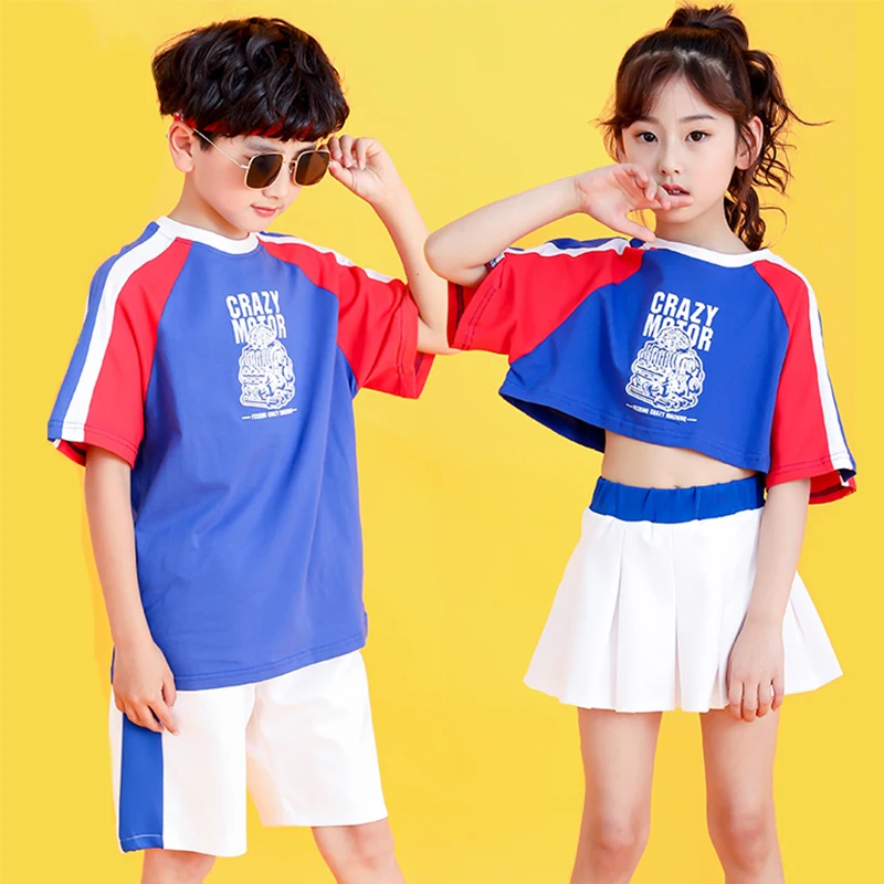 

Hip Hop Dance Costumes Kids Cheerleader Costume Boys Street Dancing Clothes Girls Jazz Stage Performance Wear Children DNV11692