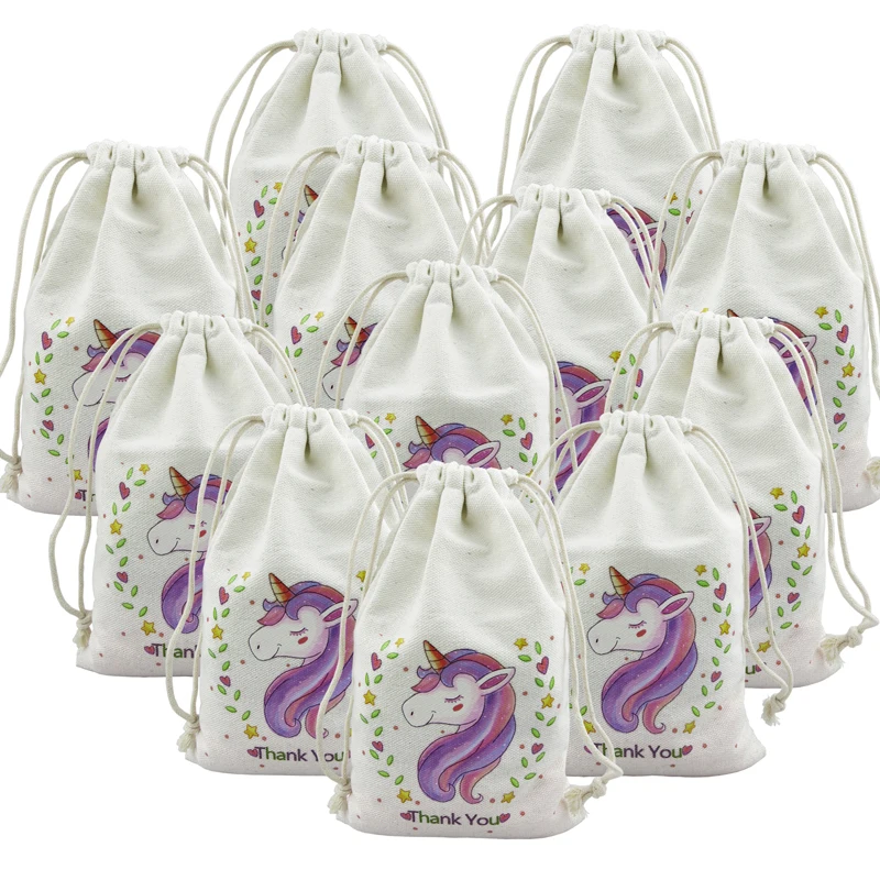 Drawstring Bag Unicorn Party Favor Bag 12PCS Canvas Bag Birthday Party