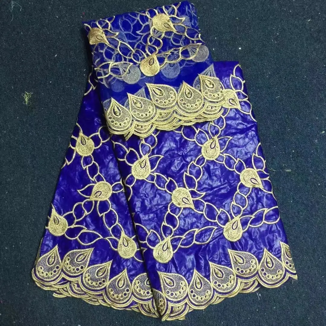 

5yard bazin riche getzner blue with 2yard african tulle fabric free shipping latest high quality bazin riche fabric for dress