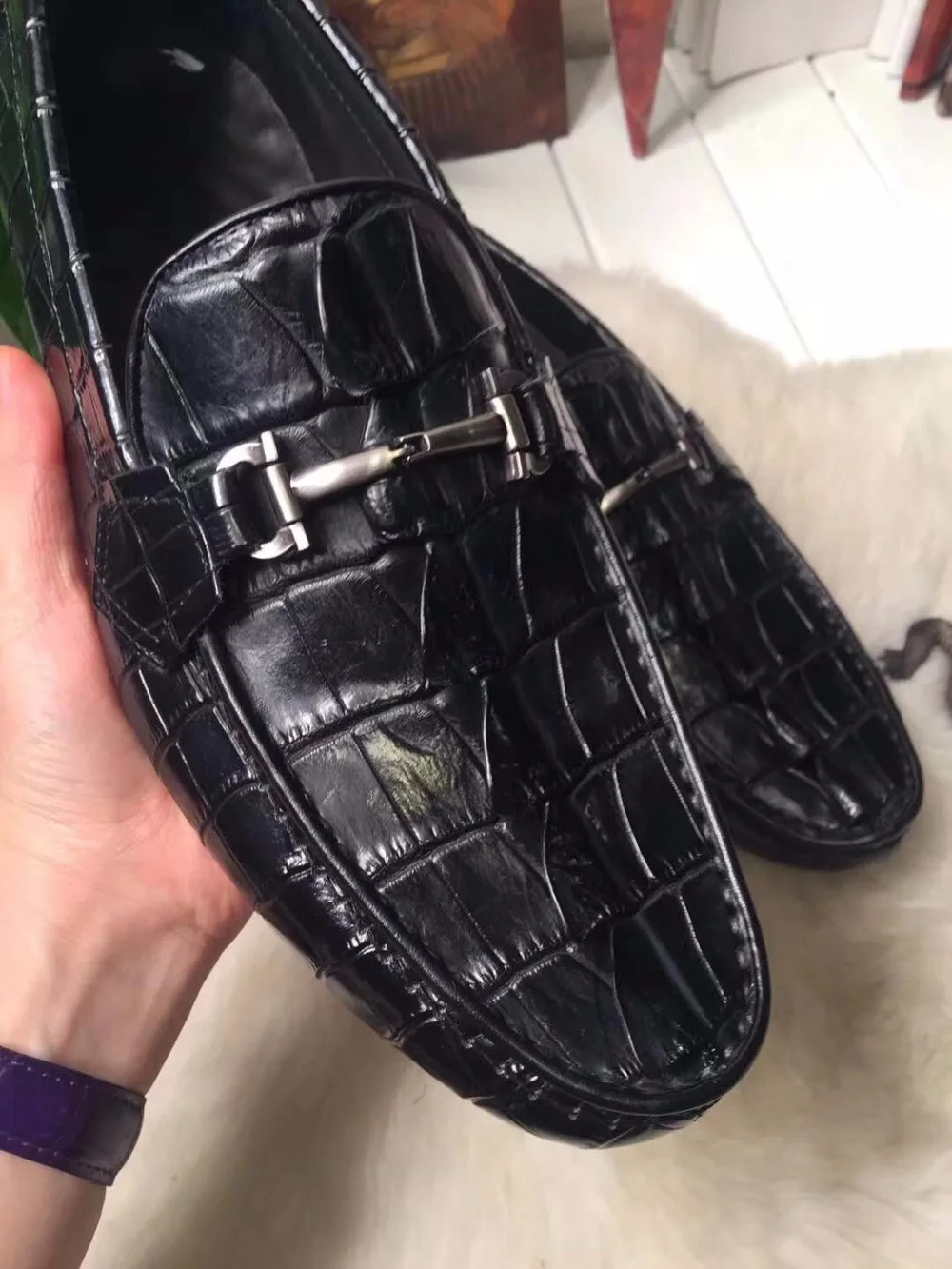 Pele Homens Durável Crocodilo Genuíno Sapato Negócios Sólida 2018 Genuine Superior De Lazer Qualidade Cauda Volta Real wqAx78XxY