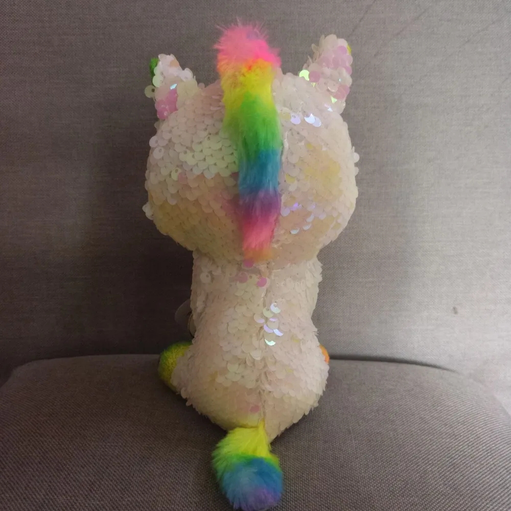 TY Beanie Boos 15cm Sequin Unicorn Chihuahua Sloth Bird Dog Cat Fox Owl Dragon Plush Toy Big EyeStuffed Animal Soft Toy Kid Gift