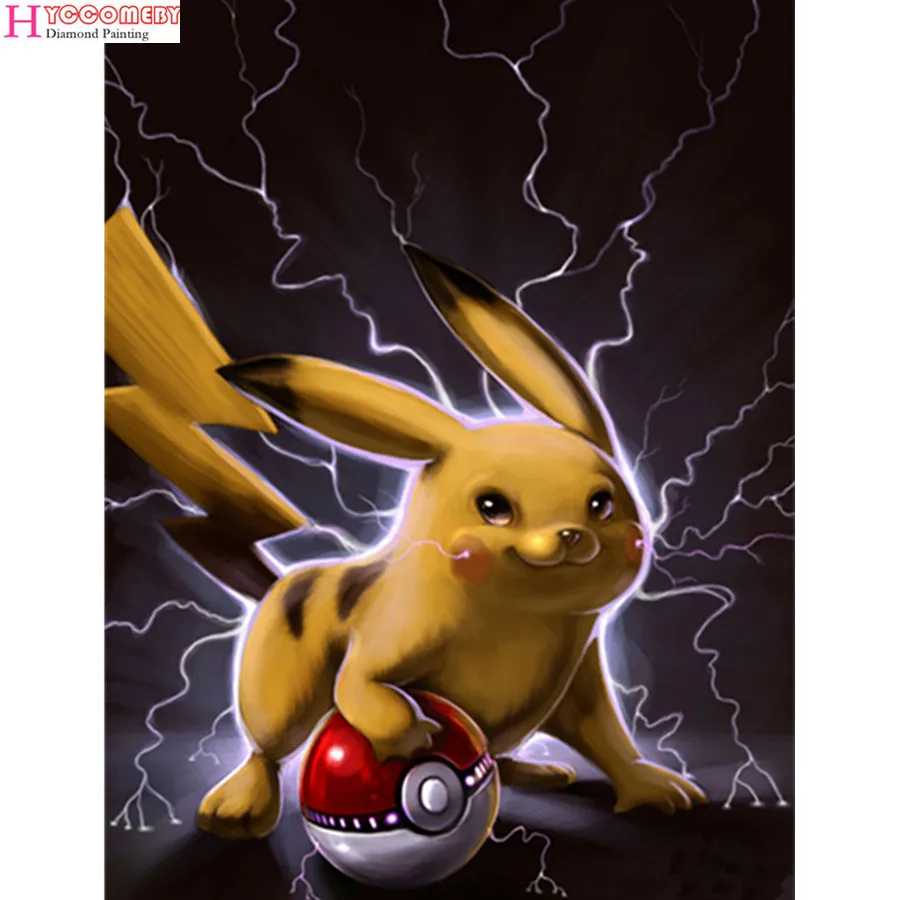 

DIY Embroidery cartoon Pokemon Pikachu 5D Full Beads Cubic Diamond Painting Set Pattern Rhinestone Mosaic Decoration