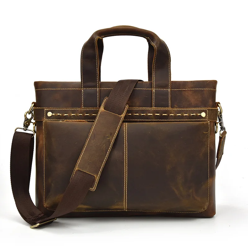 

2018 Men Business Shoulder Leather Briefcase Messenger Bags 14inch Laptop Messenger Bag Men's Travel Crossbody Bags Handbags