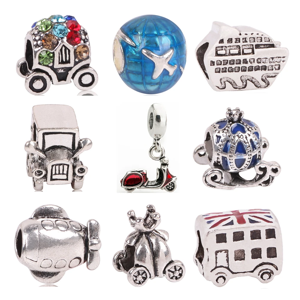 

Mini Cute Style Enamel Pumpkin Cars Charm Beads,New Big Hole Silver Plated Beads Fits Pandora Charm Bracelet for Women as Gift