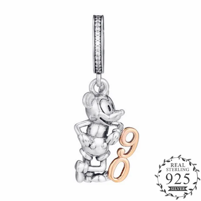 

Limited Edition 90th Anniversary Dangle Charm Fits Pandora Bracelets Charms Silver 925 Original 2018 Cartoon Golden Hanging Bead