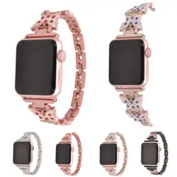 Подходит для Apple Watch Band ремешок для Apple Diamond Butterfly металлический ремень из нержавеющей стали для Iwatch
