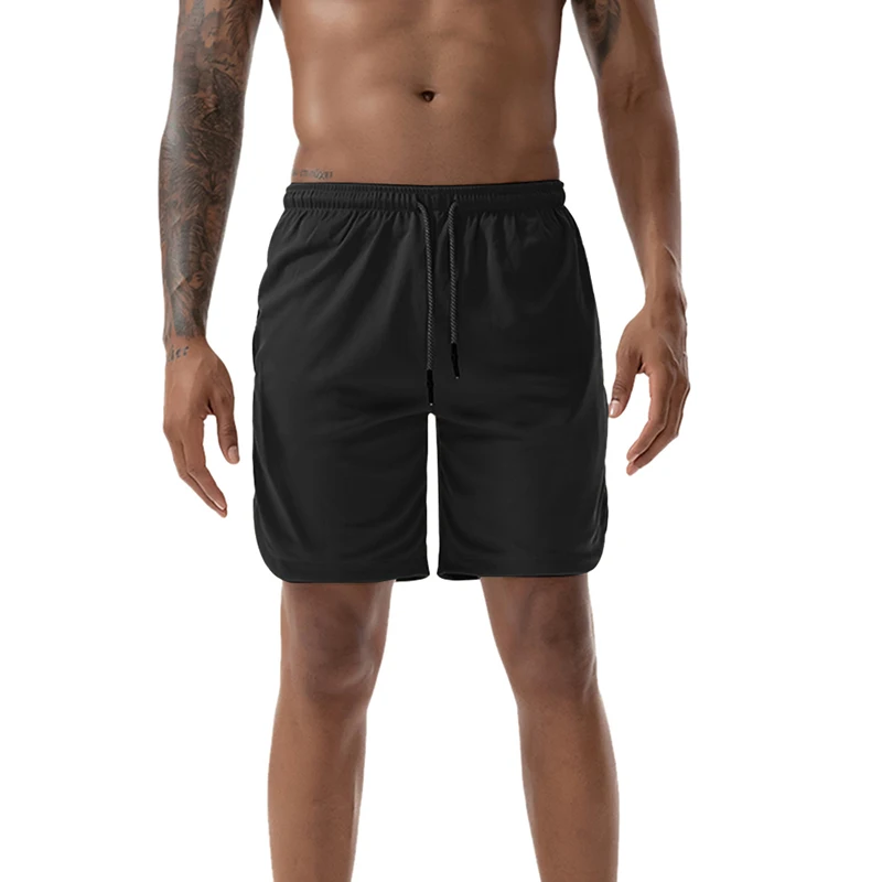 Брендовые новые мужские спортивные тренировочные шорты для спортзала с карманом для телефона, облегающие шорты для фитнеса, однотонные спортивные беговые колготки 3XL - Цвет: Black3