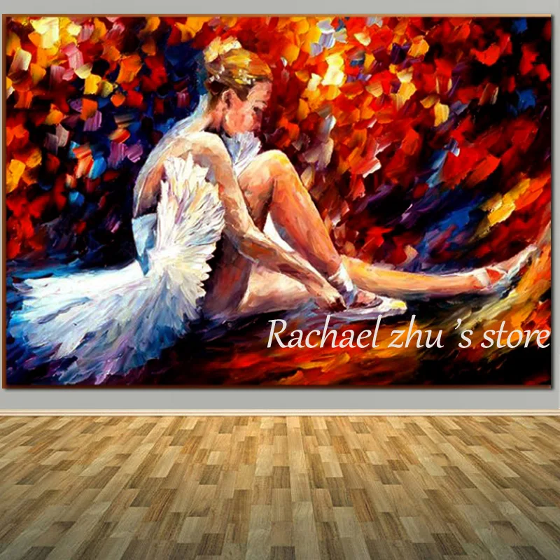 Hand Painted Abstract Modern Figure Art Ballerina Oil Paintings On