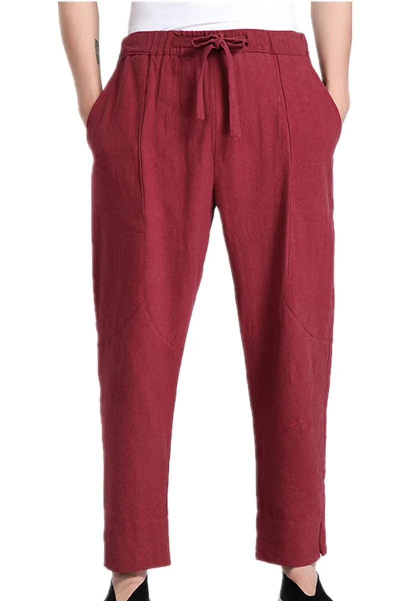 Шанхай история Китайская традиционная национальная одежда штаны для кунг-фу хакама боевые искусства Брюки Тай чи брюки для мужчин брюки - Цвет: Красный