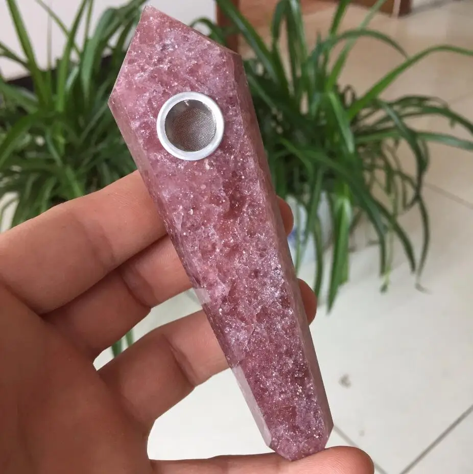 Натуральный драгоценный камень кристалл из клубничного кварца палочка