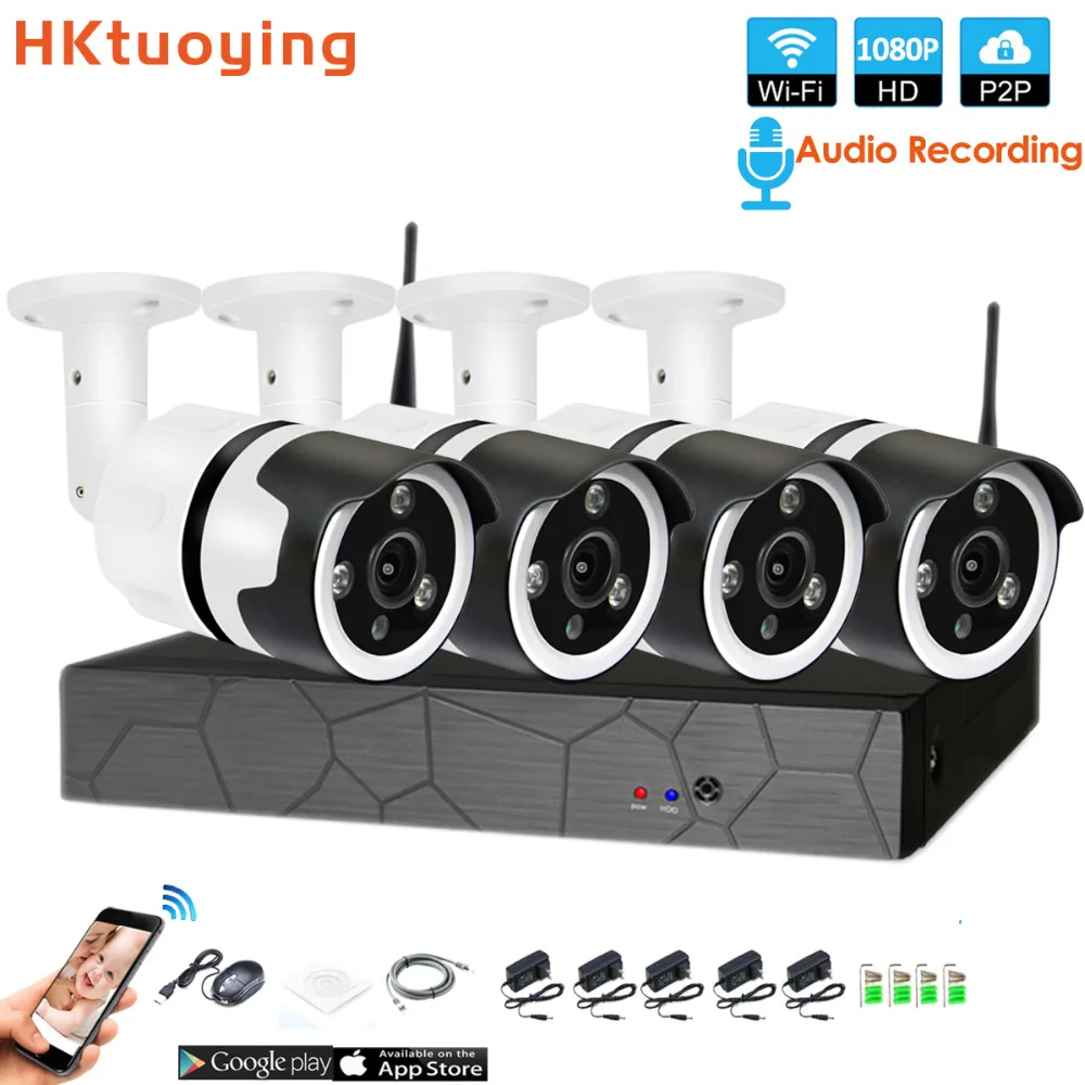 

4CH talK HD Wireless NVR Kit P2P 1080P Indoor Outdoor IR Night Vision Security 2.0MP IP Camera WIFI CCTV System