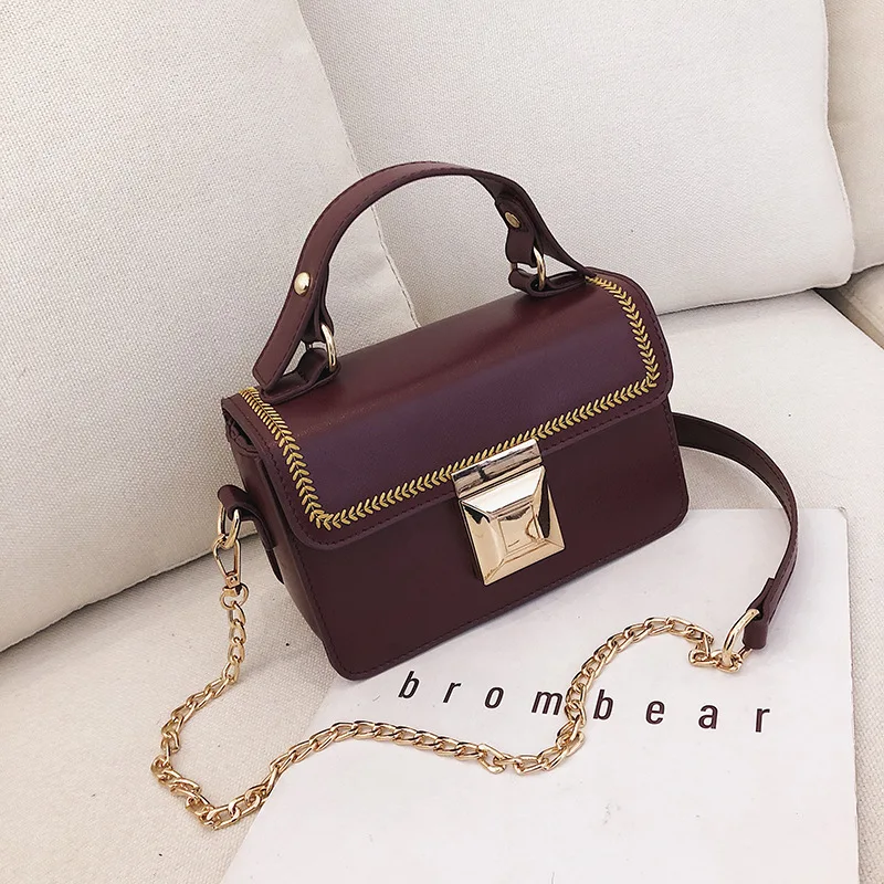 

Women Chain Mini Messenger Bag Small Flap Handbag Girls Cute Bag Clutch Luxury Handbags vintage 2019 New Sewing thread 1N2183