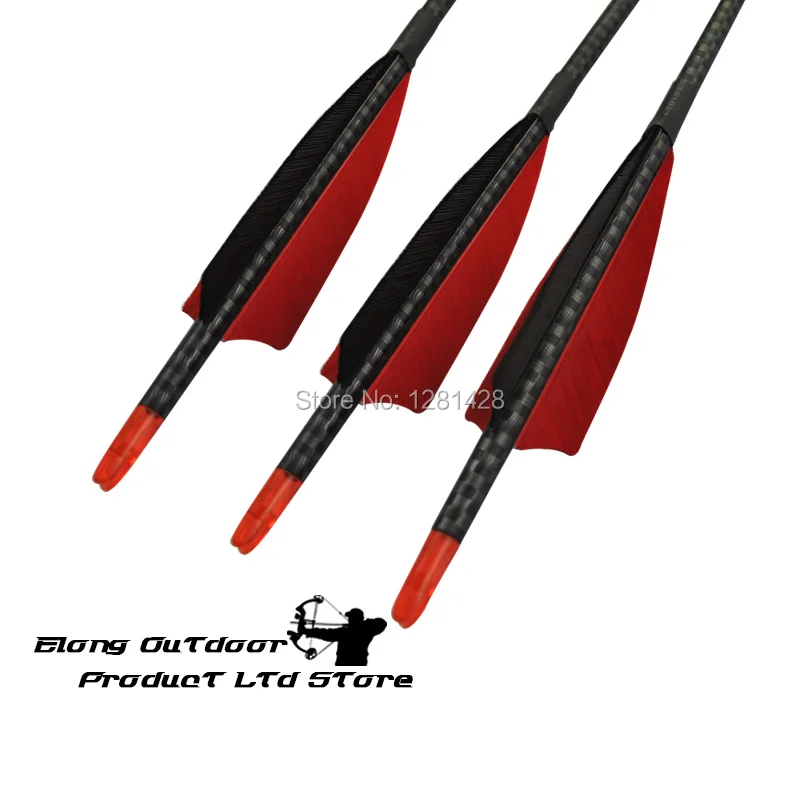 12Pcs 30" Spine 340 3K Camo Weave Carbon Hunting Arrow With 4" Turkey