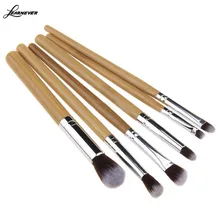 6Pcs Synthetic Professional Natural Bamboo Cosmetics Foundation Eyeshadow Blush Makeup Brush Set Kit Pouch M02575