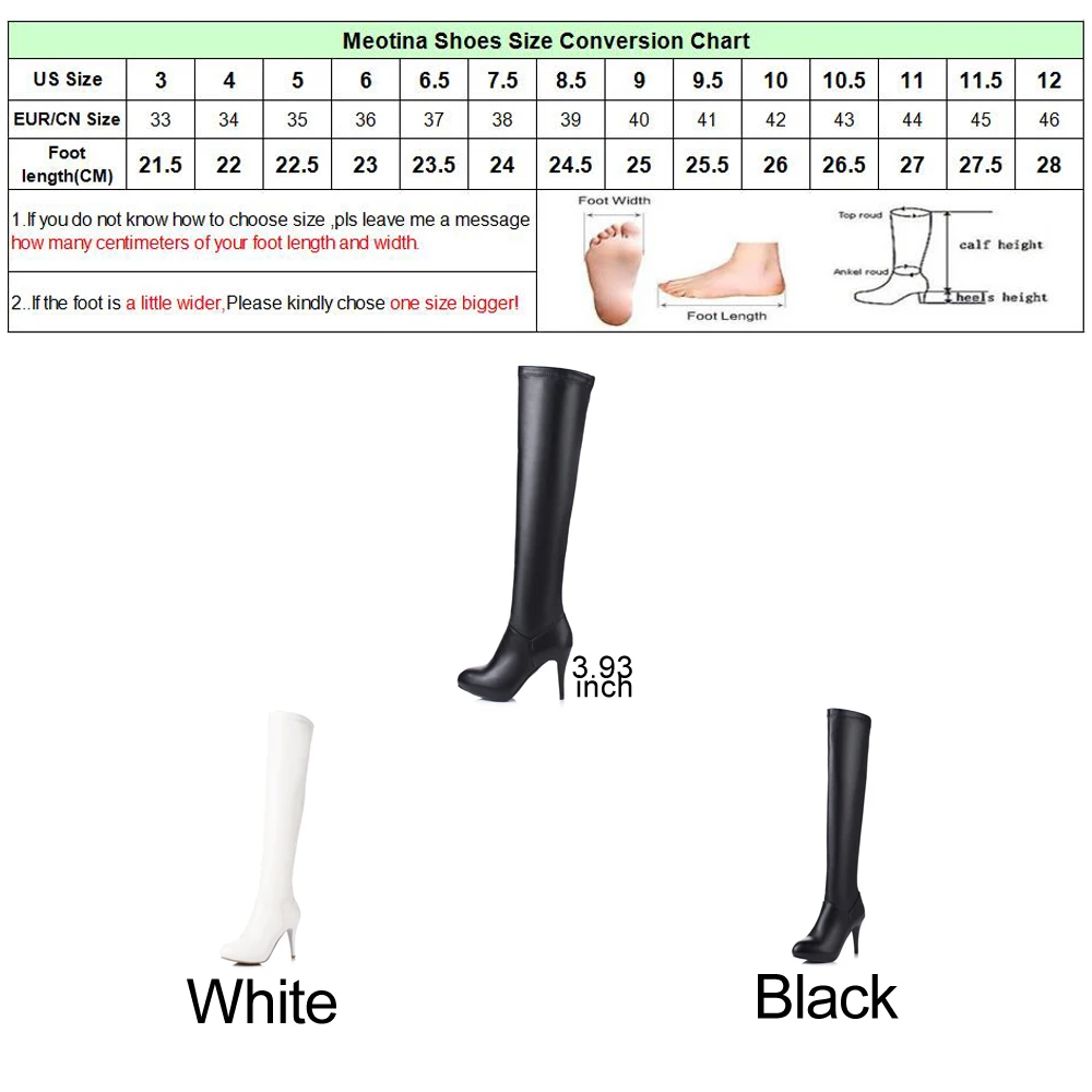 Meotina/женские ботфорты выше колена высокие сапоги до бедра высокие сапоги на платформе и высоком каблуке зимняя обувь ручной работы белого цвета размера плюс 10, 44, 45