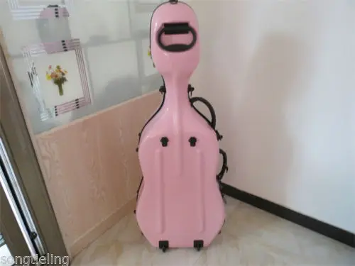 

Beautiful 3/4 pink fiberglass cello hard case w/ wheells