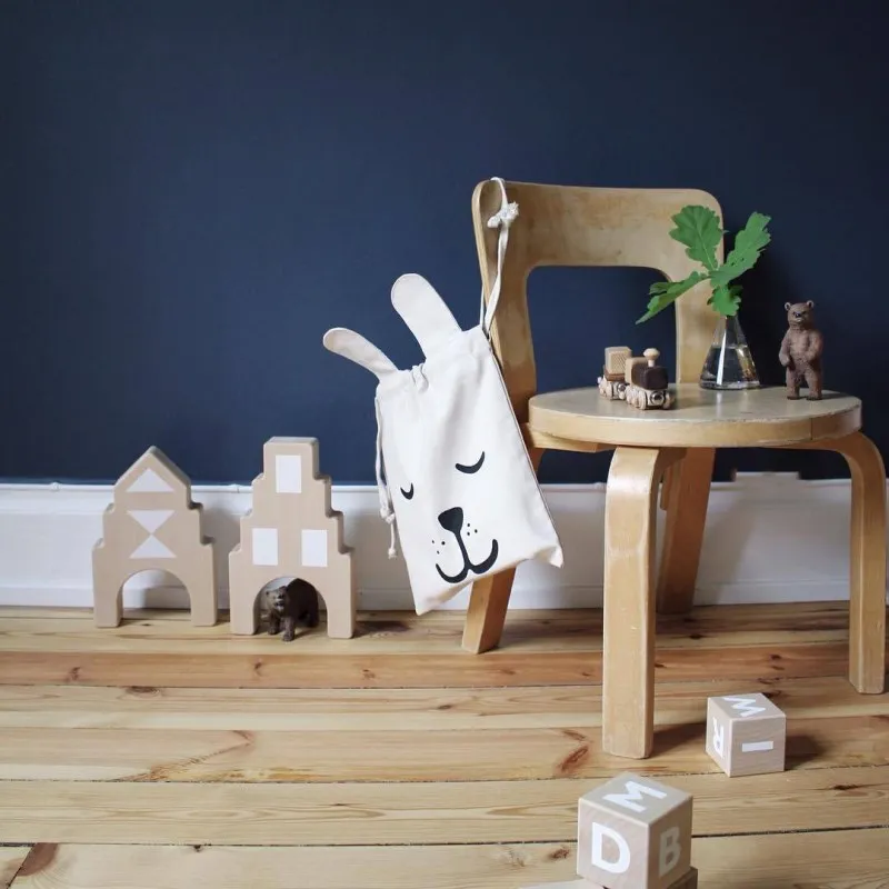 مصغرة حقيبة تخزين من القماش أرنب آذان الرباط على ظهره الطفل الملابس الاطفال اللعب المنظم الحقيبة الأطفال غرفة شنقا حقيبة الغسيل