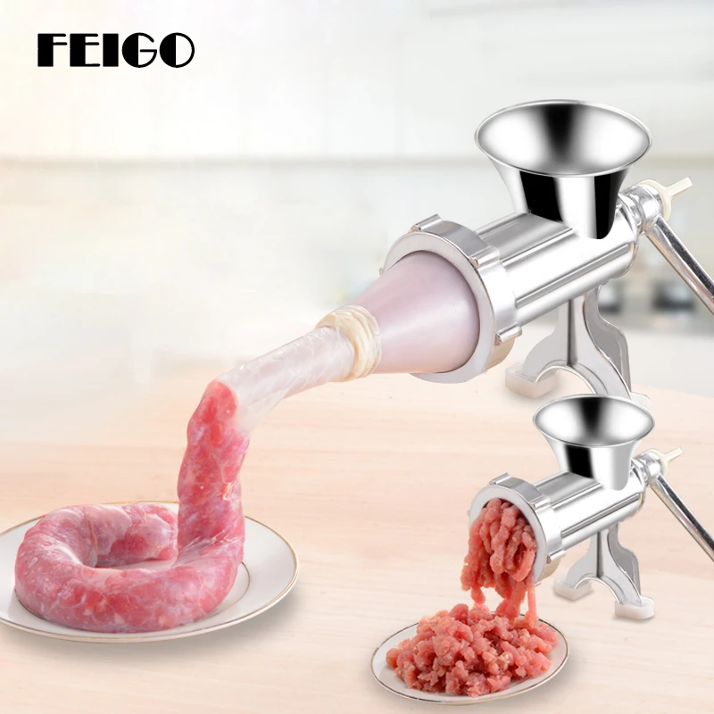 FEIGO многофункциональная ручная мясорубка маленькая колбасная машина для хот