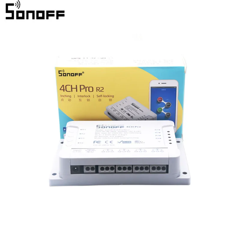 Sonoff 4CH Pro& Pro R2 умный Wifi переключатель домашний 433 МГц RF Wifi светильник 4 комплекта 3 режима работы инчинг Блокировка с Alexa