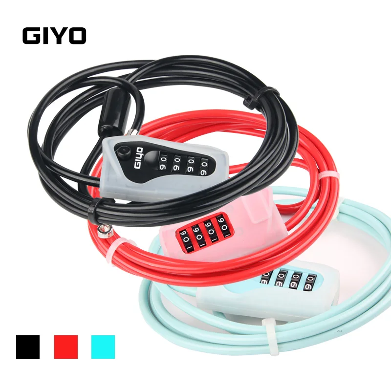 

GIYO Bicycle Cable Lock 4 Digit Code Helmet Wire Lock Ski board Motorcycle MTB Road Bike Lock For Bicycle