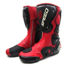 2016 leather motorcycle boots PRO-BIKER SPEED racing motocross boots high quality shoes mens long motorbike boots