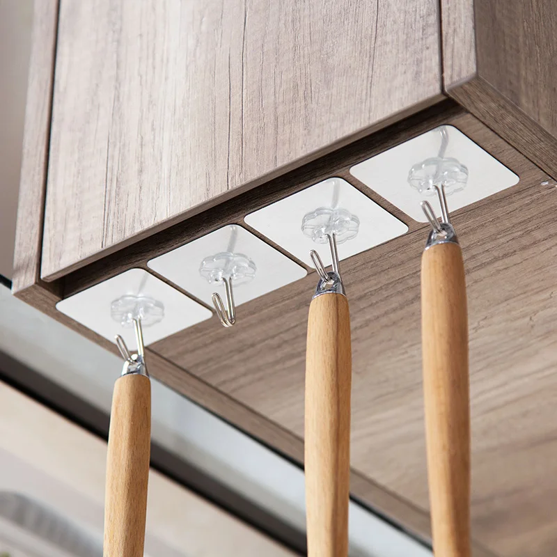 

LIYIMENG 10PCS Bathroom and Kitchen Hooks Clover Reusable Self Adhesive Heavy Duty Waterproof Wall Hanger for Door Organizer