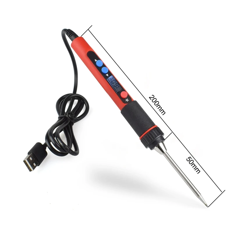 USB 5V 2A 10W Digital Temp Adjustable Soldering Iron Kit Portable Lead-Free Welding Rework Station with Switch Toolbox