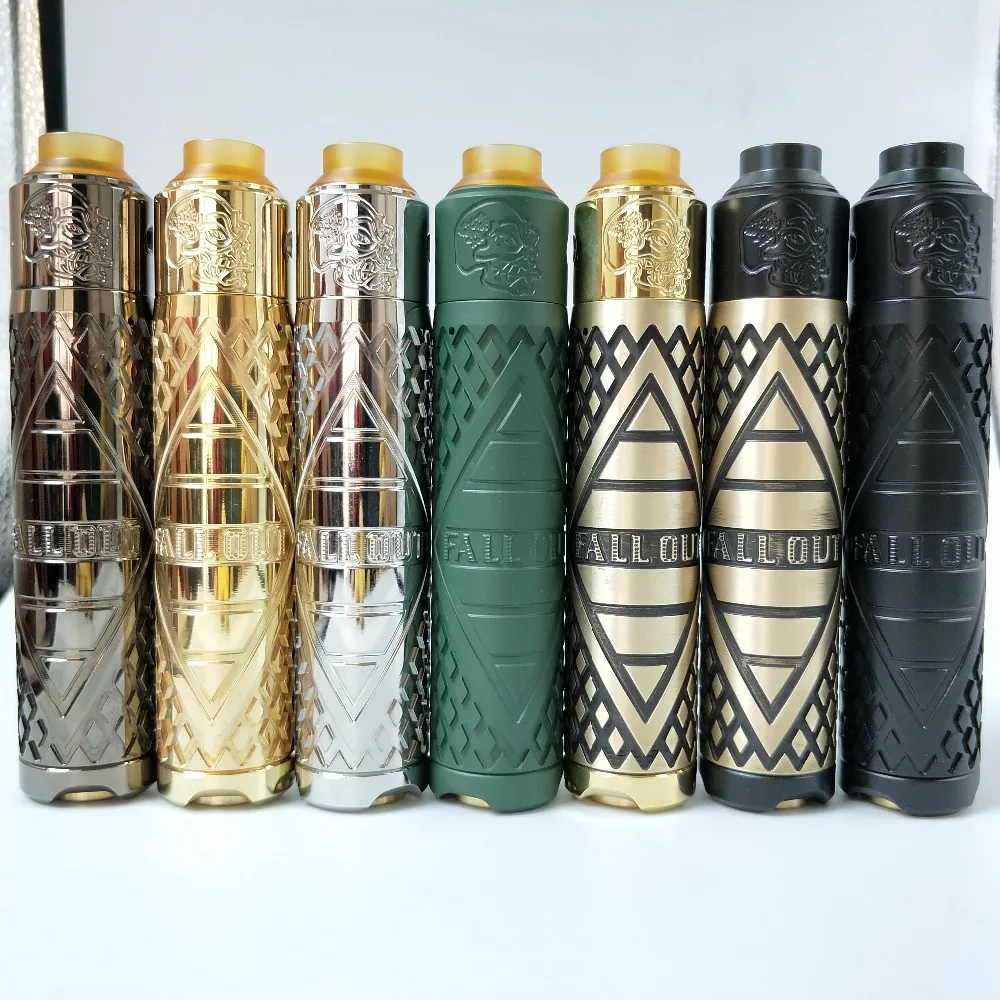

Mechanical Vape Mod FALL OUT KIT Whit Tank RDA Atomizer 7 Colors Optional Big Smoke Fit 18650 Battery Brass Material Mod Pen