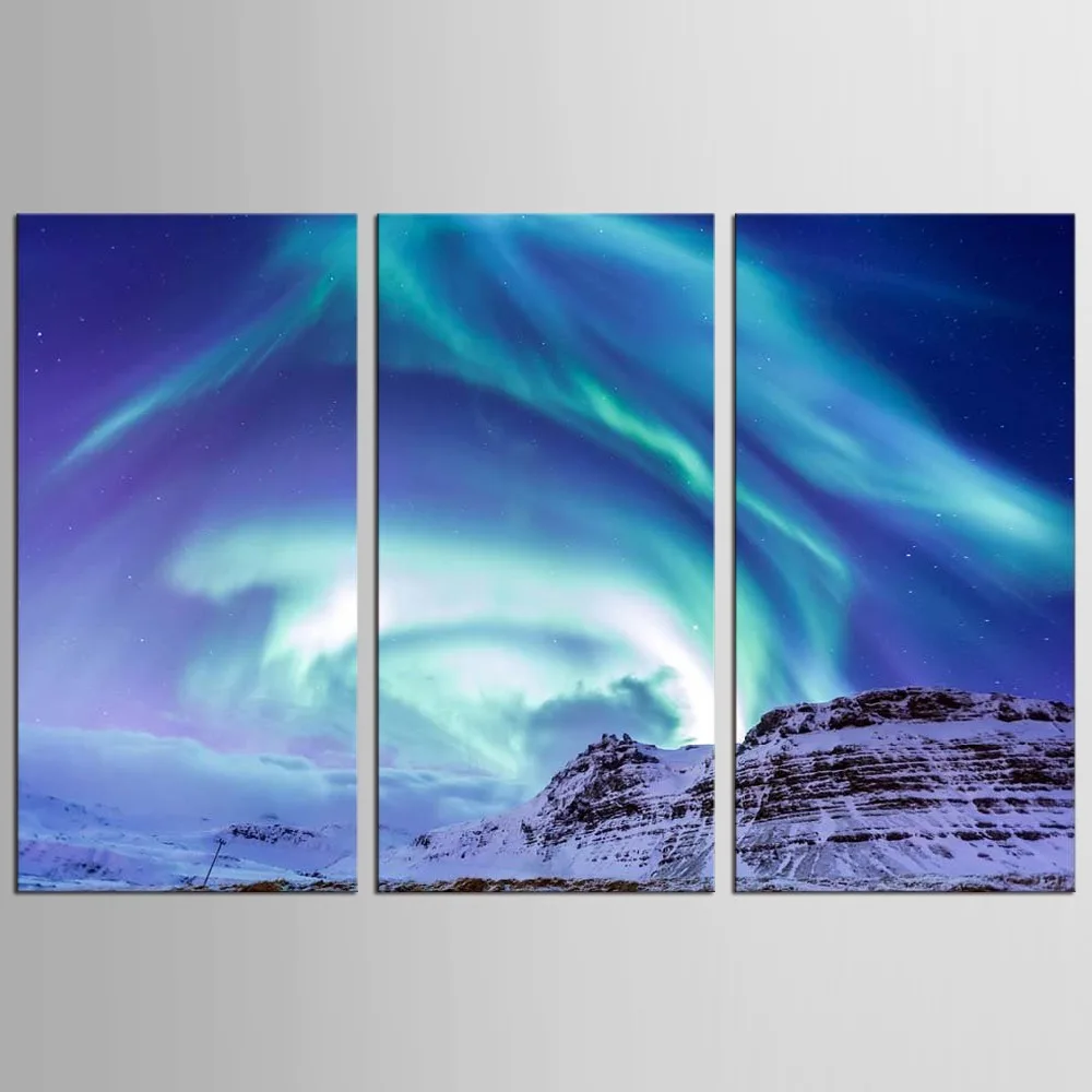 3 Pz/Set Aurora Borealis Northern Lights Tela Pittura A Olio Moderna Stampe Su Tela Wall Art Home Decoracion