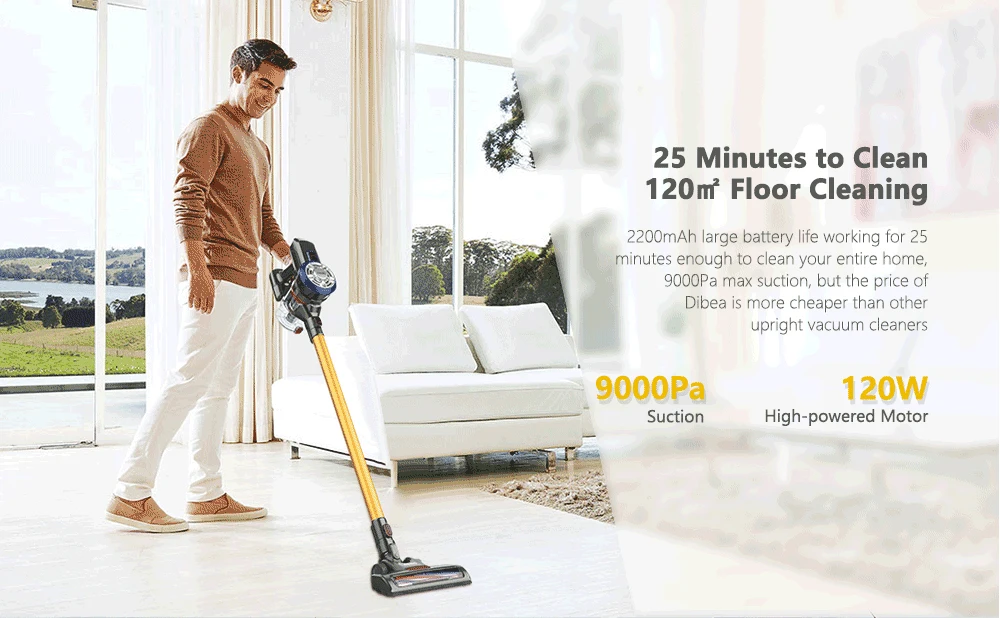 Dibea D18 Handheld Vacuum Cleaner with Motorized Brush 2