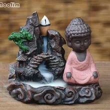 NOOLIM домашний декор буддизм благовония горелка Rockery Будда монах пуля Blackflow благовония конусы горелка дым керамика курильница