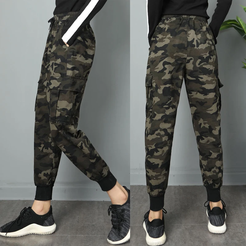 Модные Военные камуфляжные брюки женские армейские свободные камуфляжные брюки уличные Jogger спортивные брюки