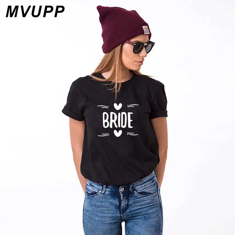 MVUPP BRIDE GROOM letter printing couples t shirt for lovers clothes summer cotton Tops husband wife femme funny clothing - Цвет: Women