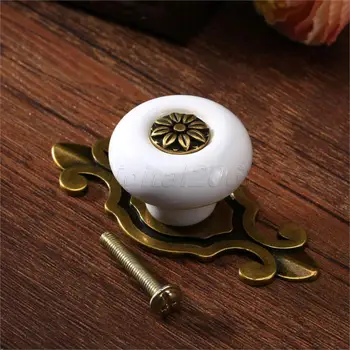 

1Pc Knob Ancient Vintage Flower Europe Ceramic Door Knobs Cabinet Cupboard Drawer Pull Handle Free Shipping High Quality