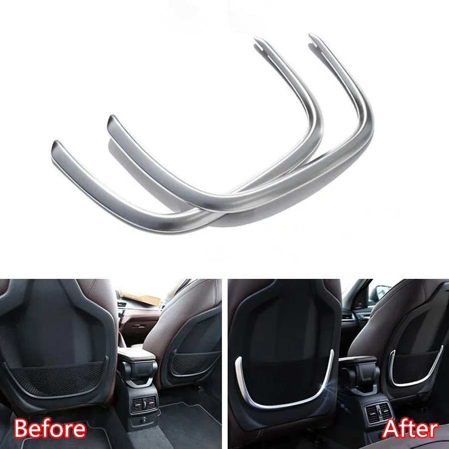 YAQUICKA 2Pcs/set Car Front Seat Chair Back Storage Net Frame Strip Trim Styling Cover For BMW X1 2016 Auto Interior Accessories |