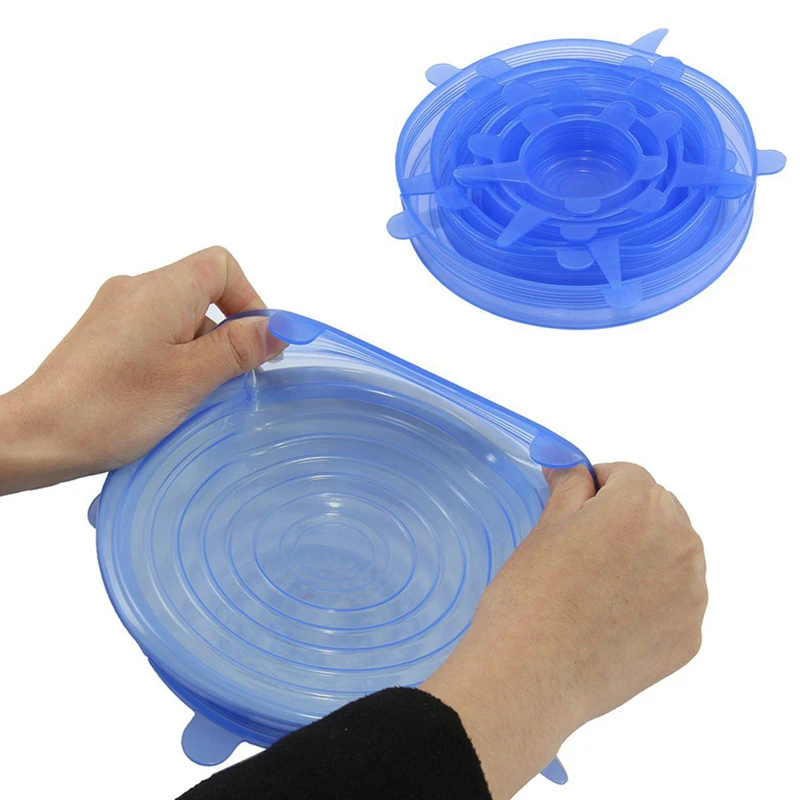 6 шт./компл. универсальная Силиконовая Вакуумная крышка легко Vacuum Seal стрейч уплотнитель чаша может панорамироваться горшок заглушки Кухня Посуда Аксессуары