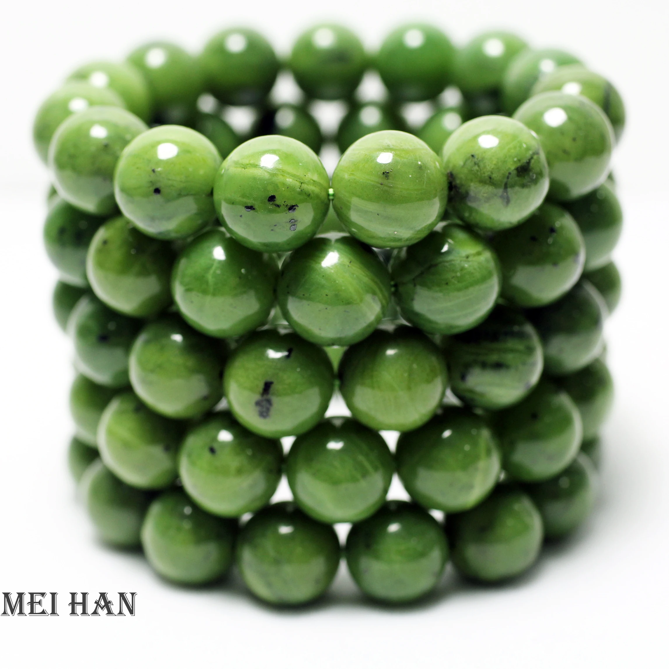 

Wholesale natural 14+-0.2mm Canadian BC jadeite nephrite smooth round beads & bracelet