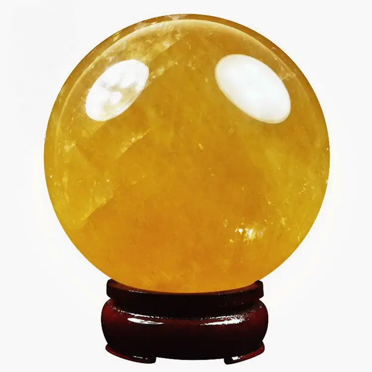 

SCY 6680103+++ Natural Citrine Calcite Quartz Crystal Sphere Ball Healing 80MM+Stand