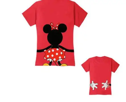 Одинаковые футболки для всей семьи; пижамы с мышкой; Одинаковая одежда для пары; винтажное ожерелье и одежда для дочки; семейная одежда; большие размеры - Цвет: red1
