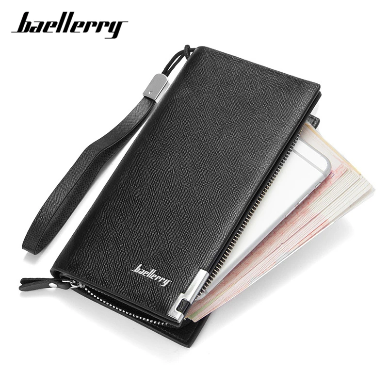 Мужские кошельки Baellerry для множества людей кожаные длинные мужские бумажники с